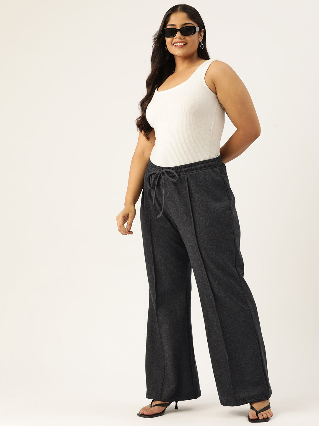 Women Relaxed Straight Fit High-Rise Pleated Trousers
