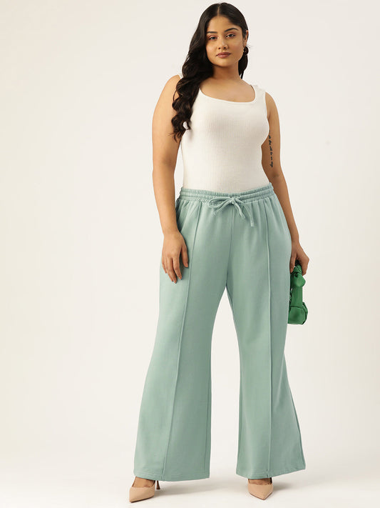 Women Relaxed Straight Fit High-Rise Pleated Trousers