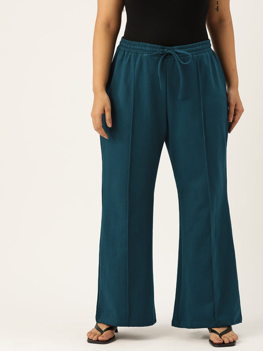 Women Relaxed Straight Fit High-Rise Pleated Trousers