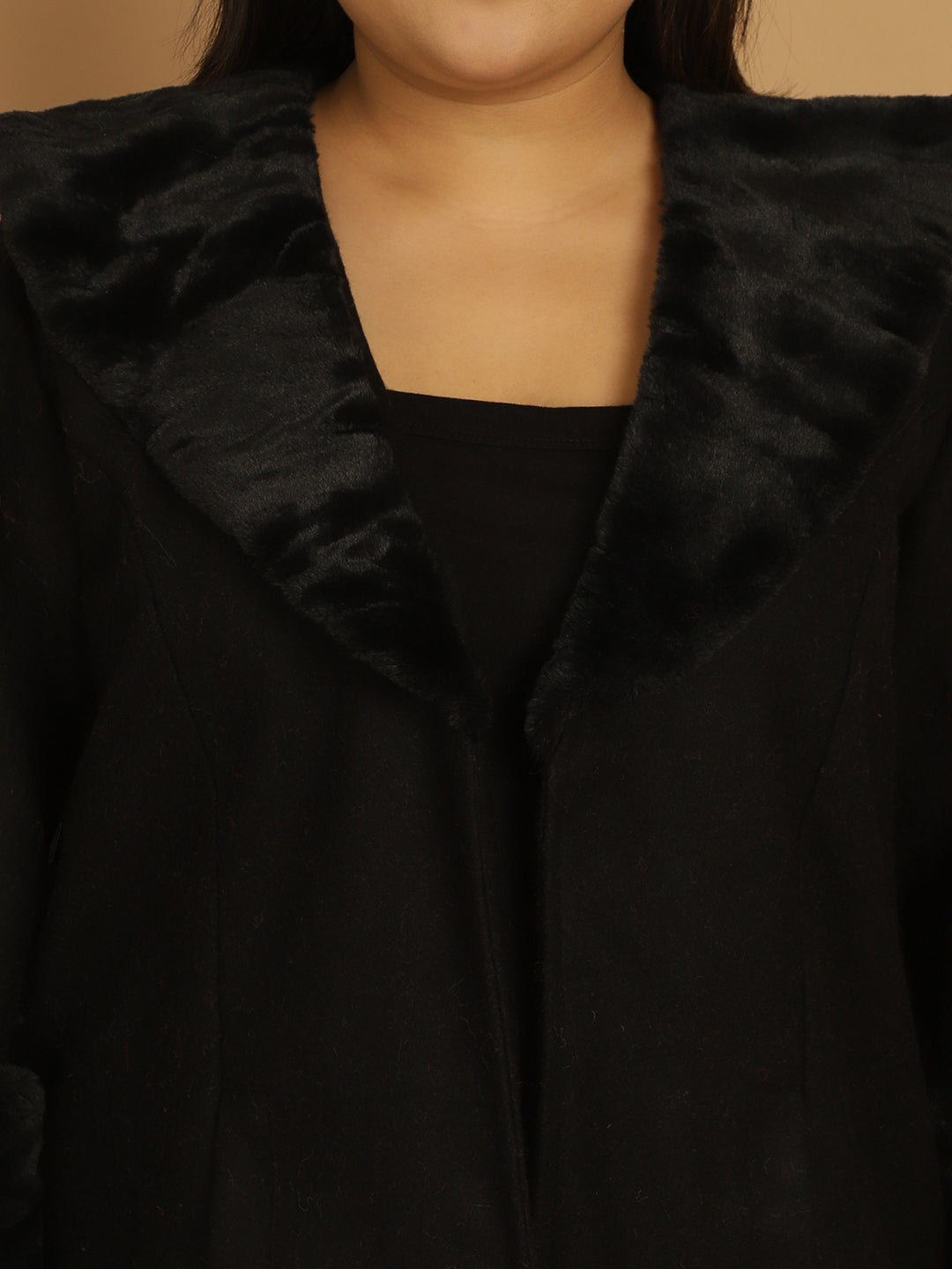 Women Plus Size Spread Collar Longline Open Front Overcoat