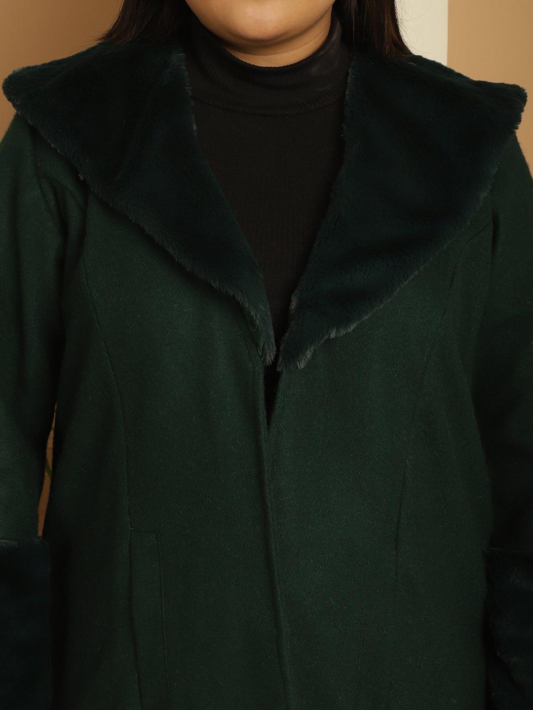 Women Plus Size Spread Collar Longline Open Front Overcoat
