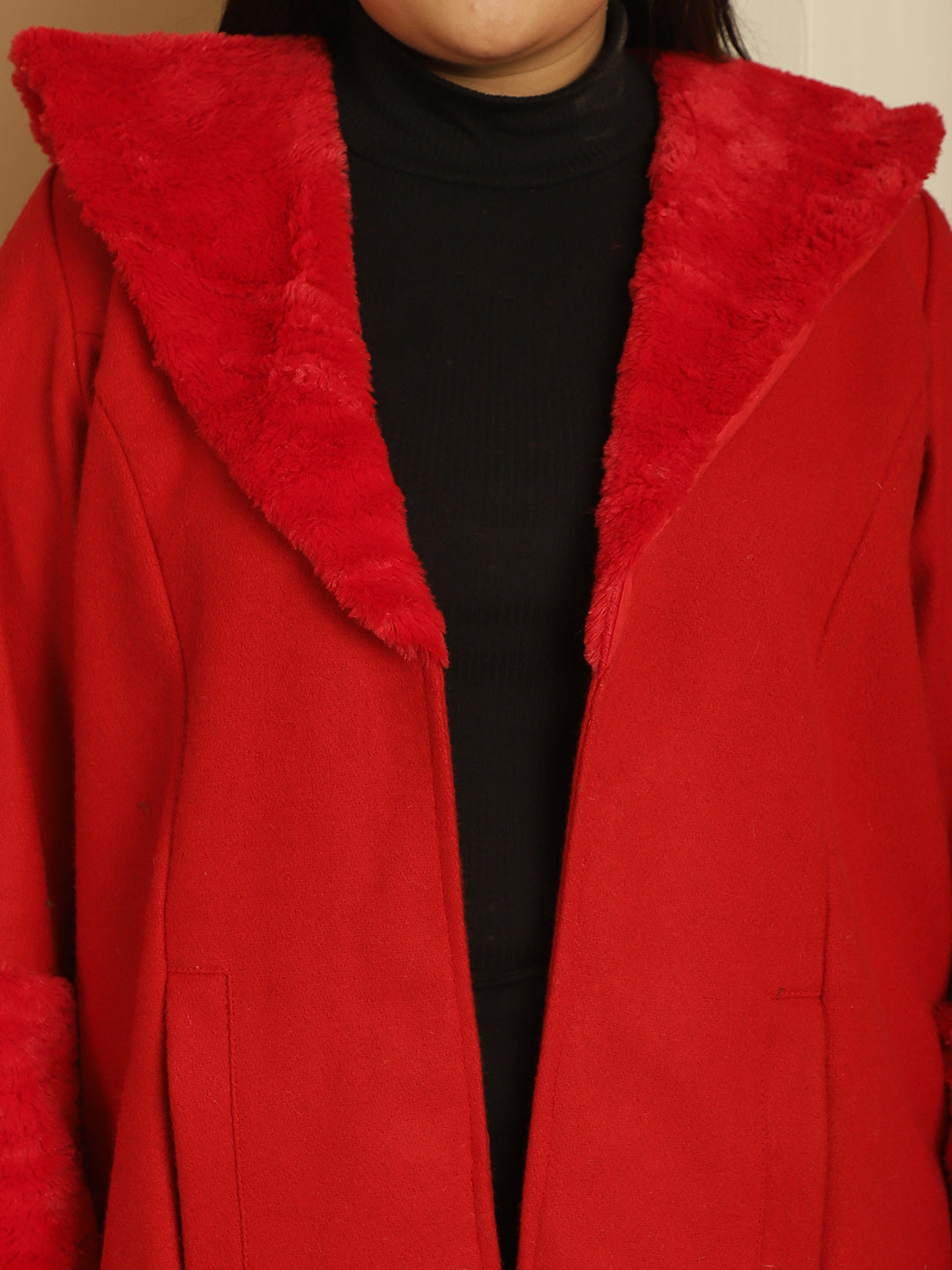 Women Plus Size Spread Collar Longline Open Front Overcoat