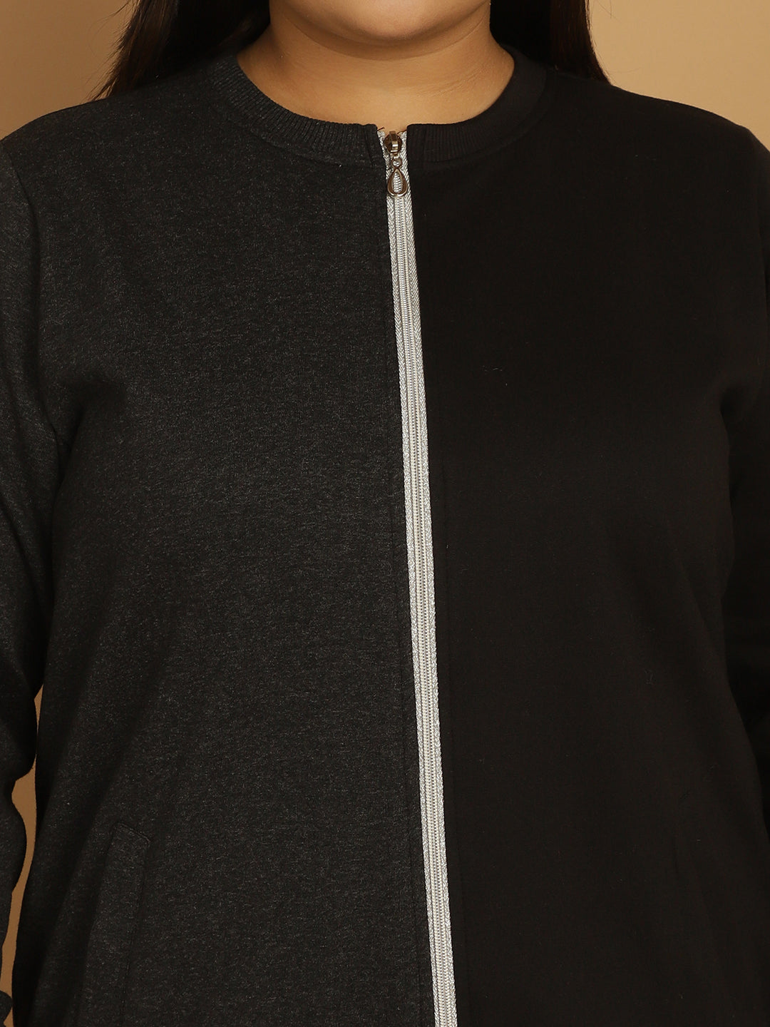 theRebelinme Women Colourblocked Fleece Open Front Jacket