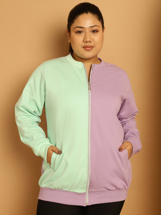 theRebelinme Women Colourblocked Fleece Open Front Jacket