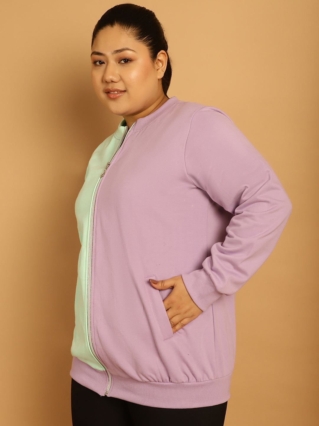 theRebelinme Women Colourblocked Fleece Open Front Jacket