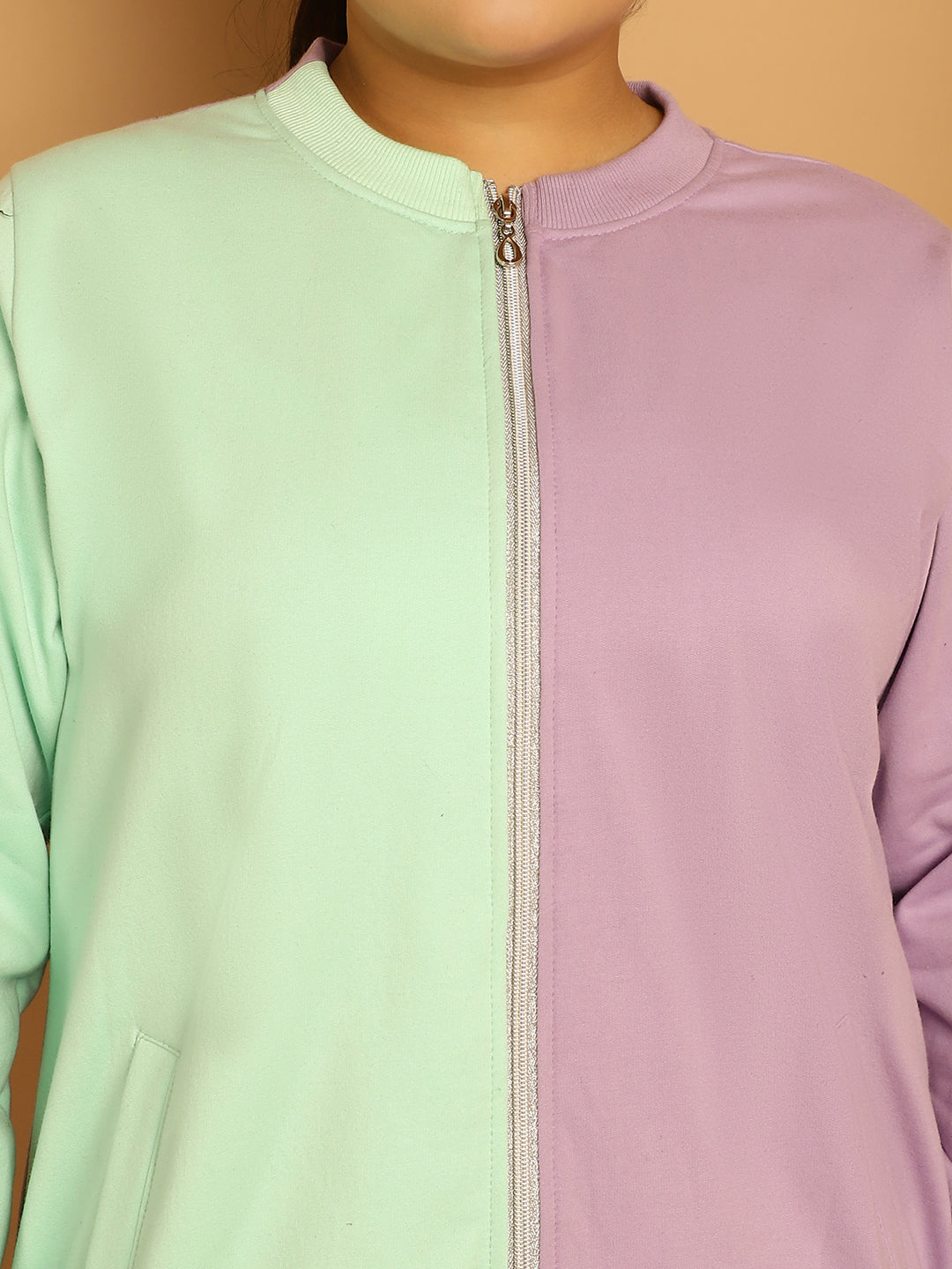 theRebelinme Women Colourblocked Fleece Open Front Jacket