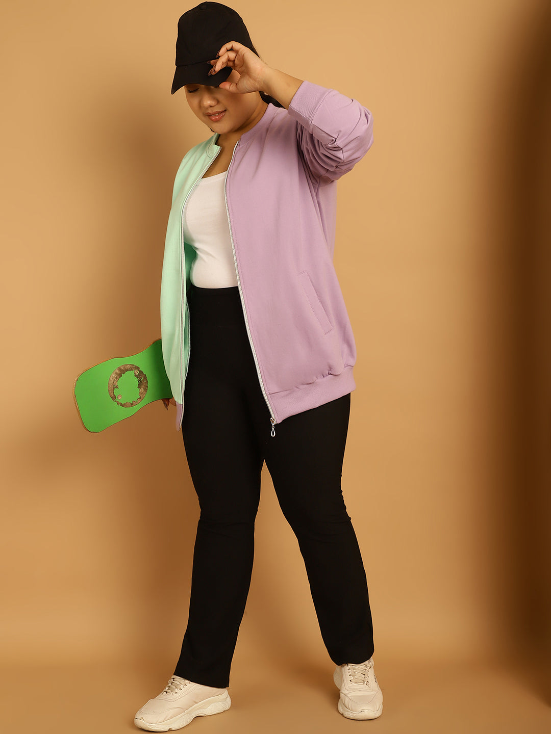 theRebelinme Women Colourblocked Fleece Open Front Jacket