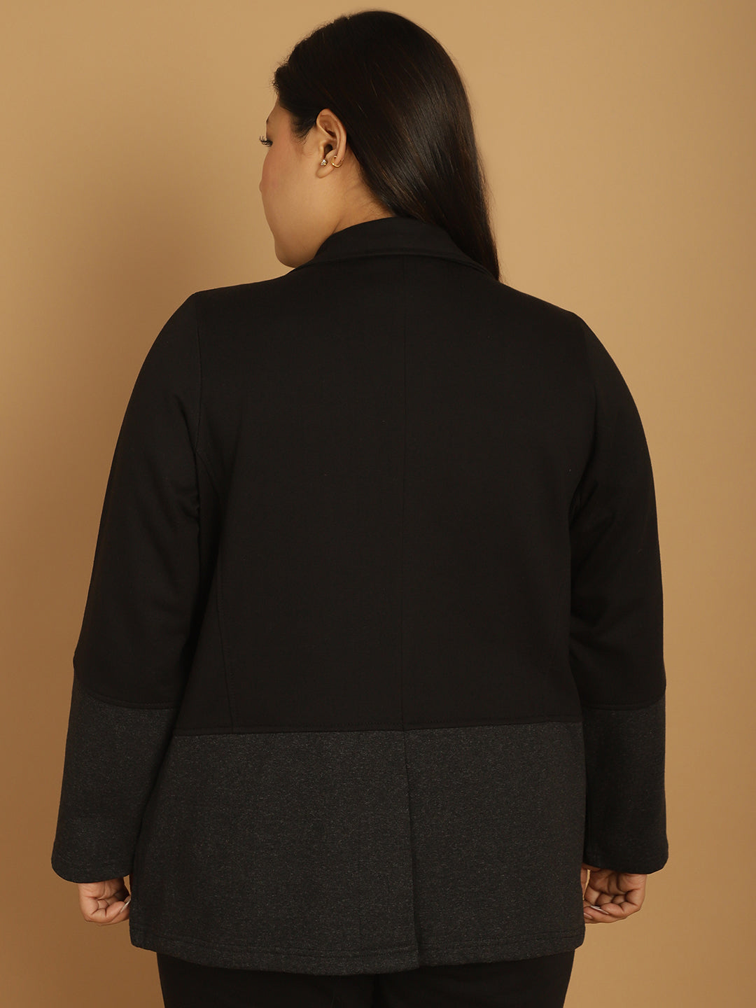 theRebelinme Women Colourblocked Fleece Open Front Jacket