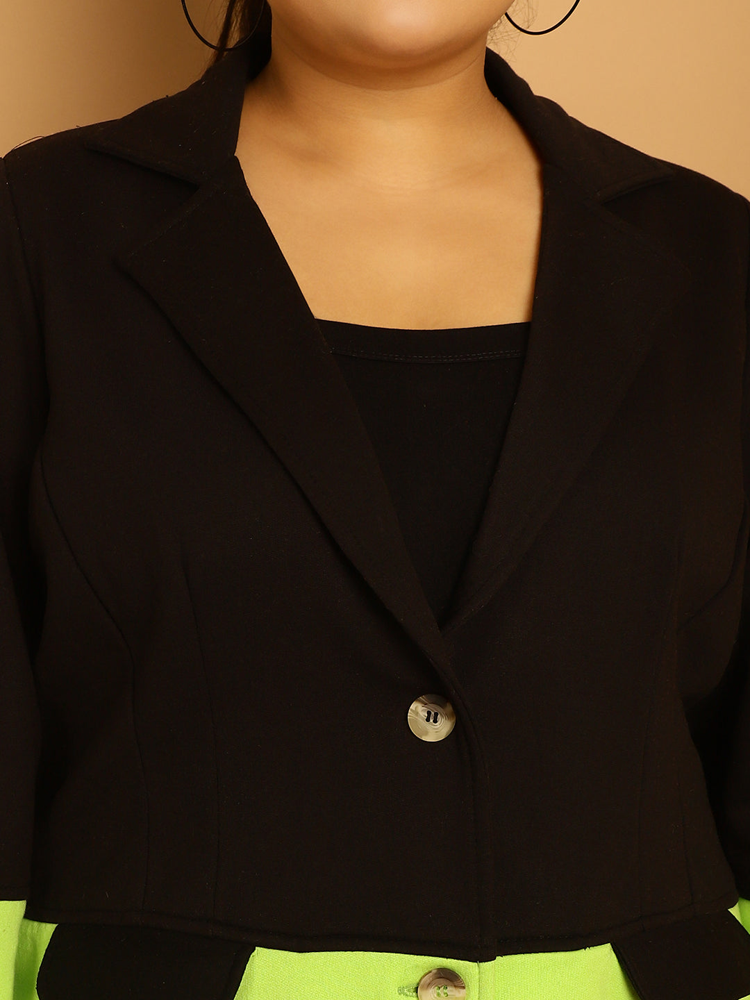 theRebelinme Women Colourblocked Fleece Open Front Jacket