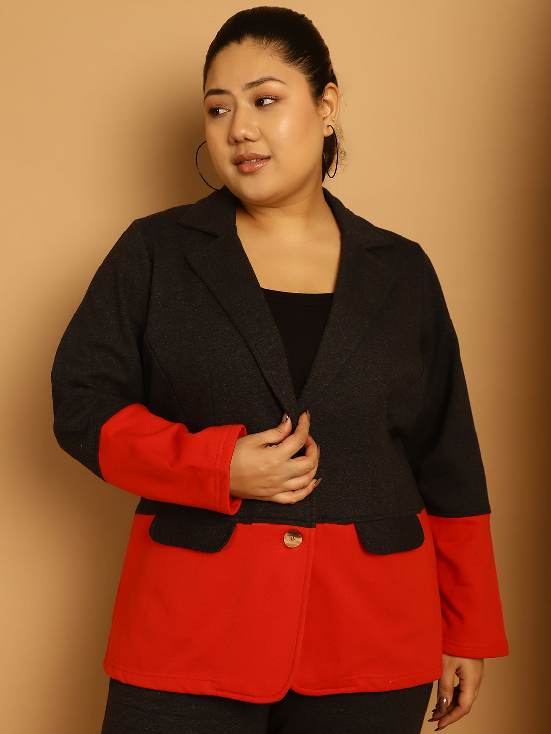 theRebelinme Women Colourblocked Fleece Open Front Jacket
