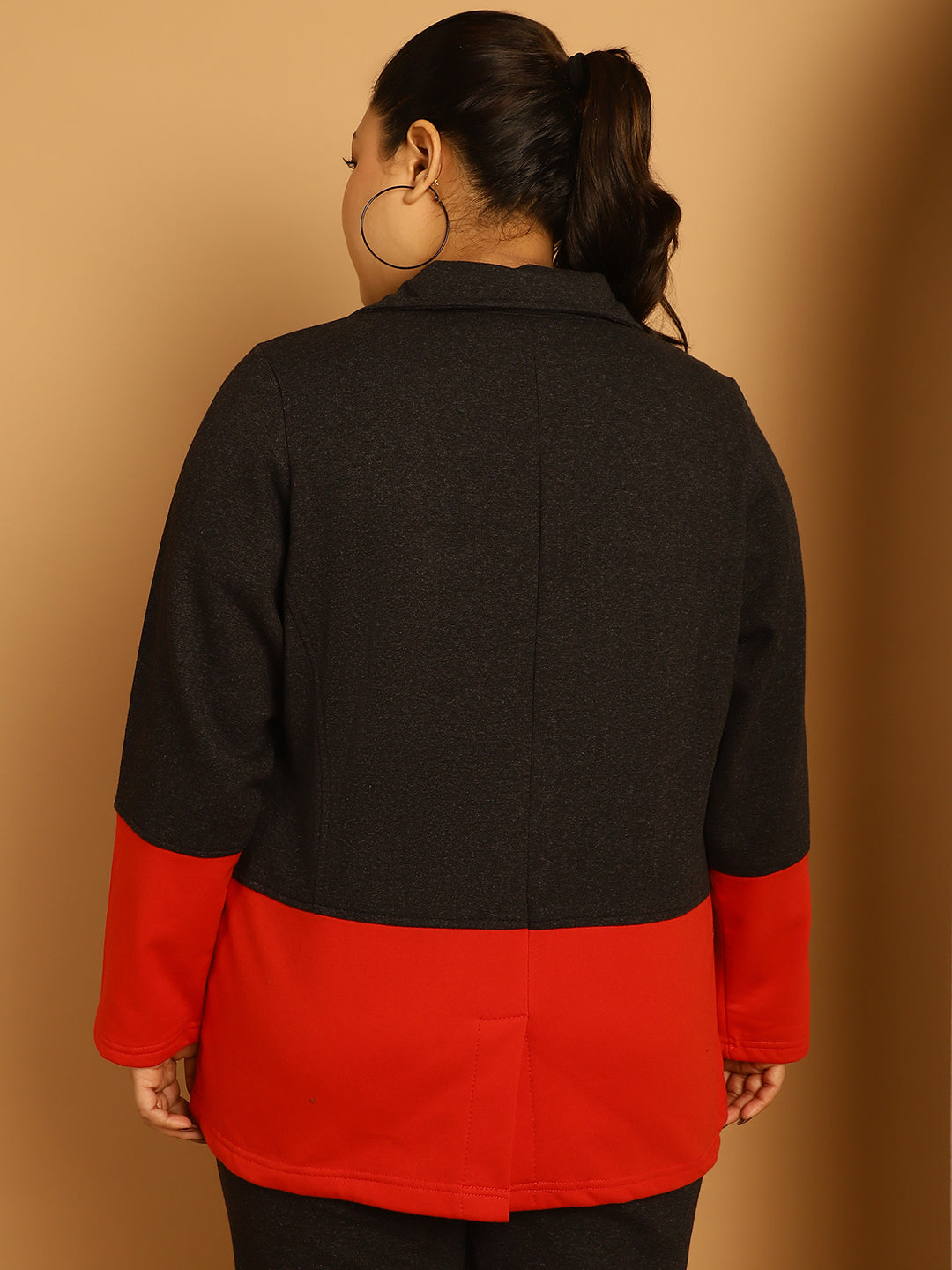 theRebelinme Women Colourblocked Fleece Open Front Jacket