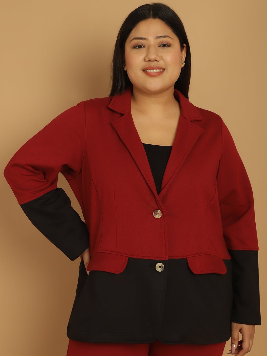 theRebelinme Women Colourblocked Fleece Open Front Jacket