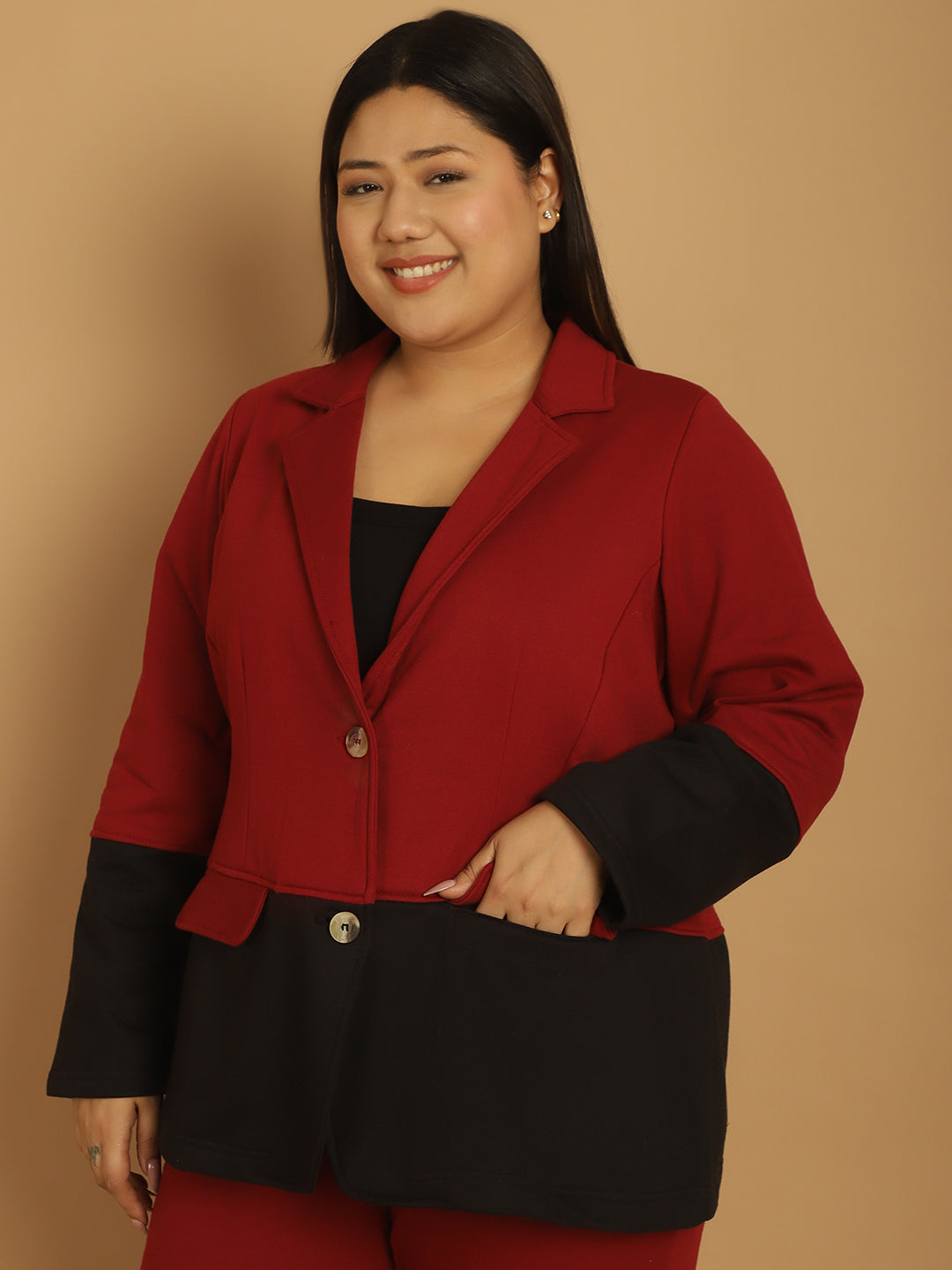 theRebelinme Women Colourblocked Fleece Open Front Jacket