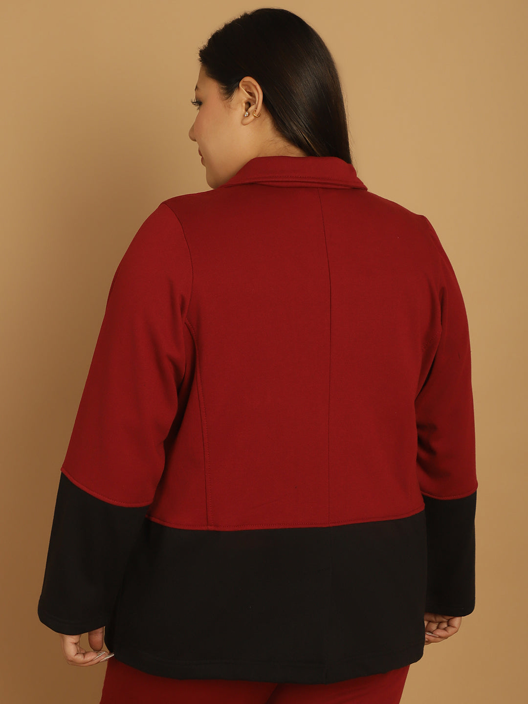theRebelinme Women Colourblocked Fleece Open Front Jacket