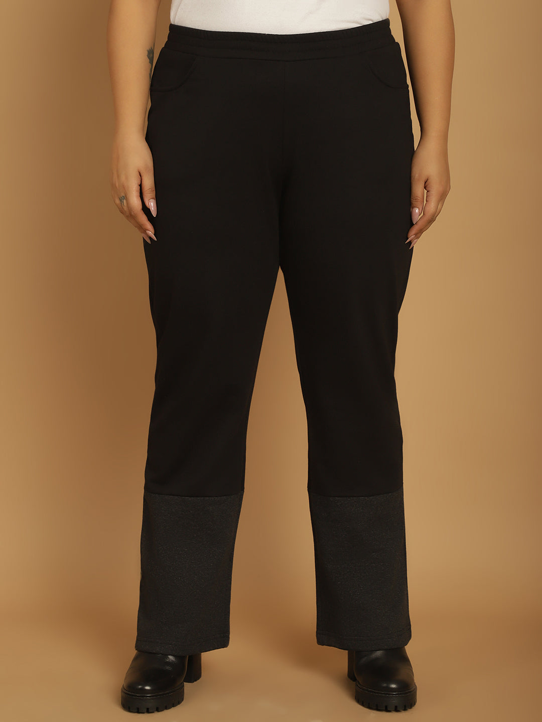 Plus Size Women High-Rise Parallel Trousers
