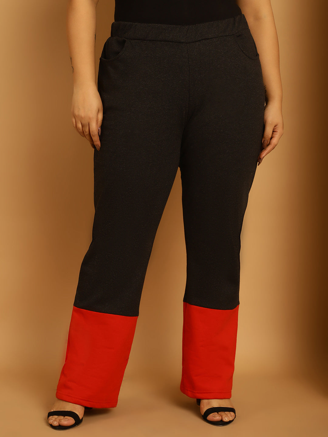 Plus Size Women High-Rise Parallel Trousers