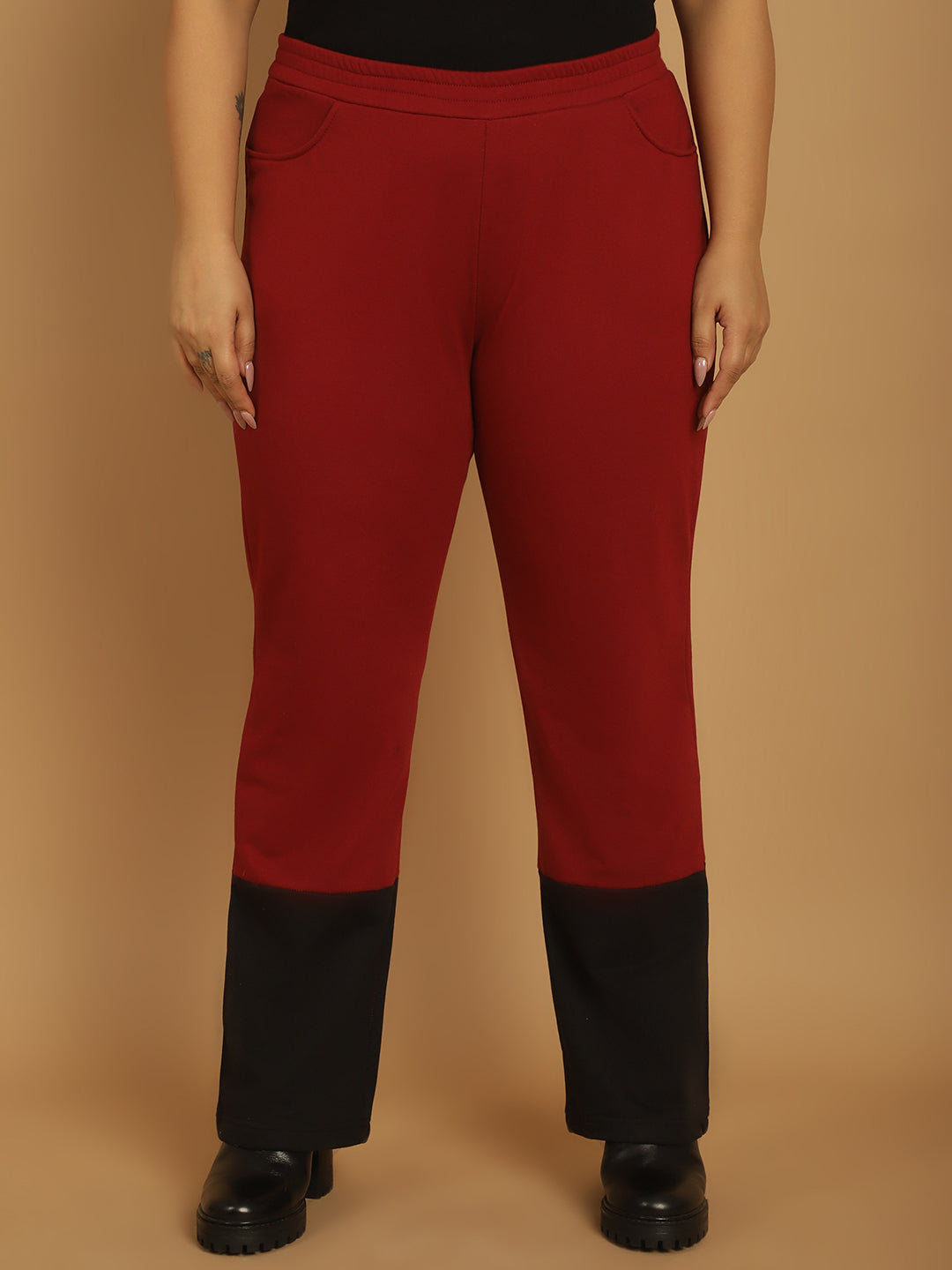 Plus Size Women High-Rise Parallel Trousers