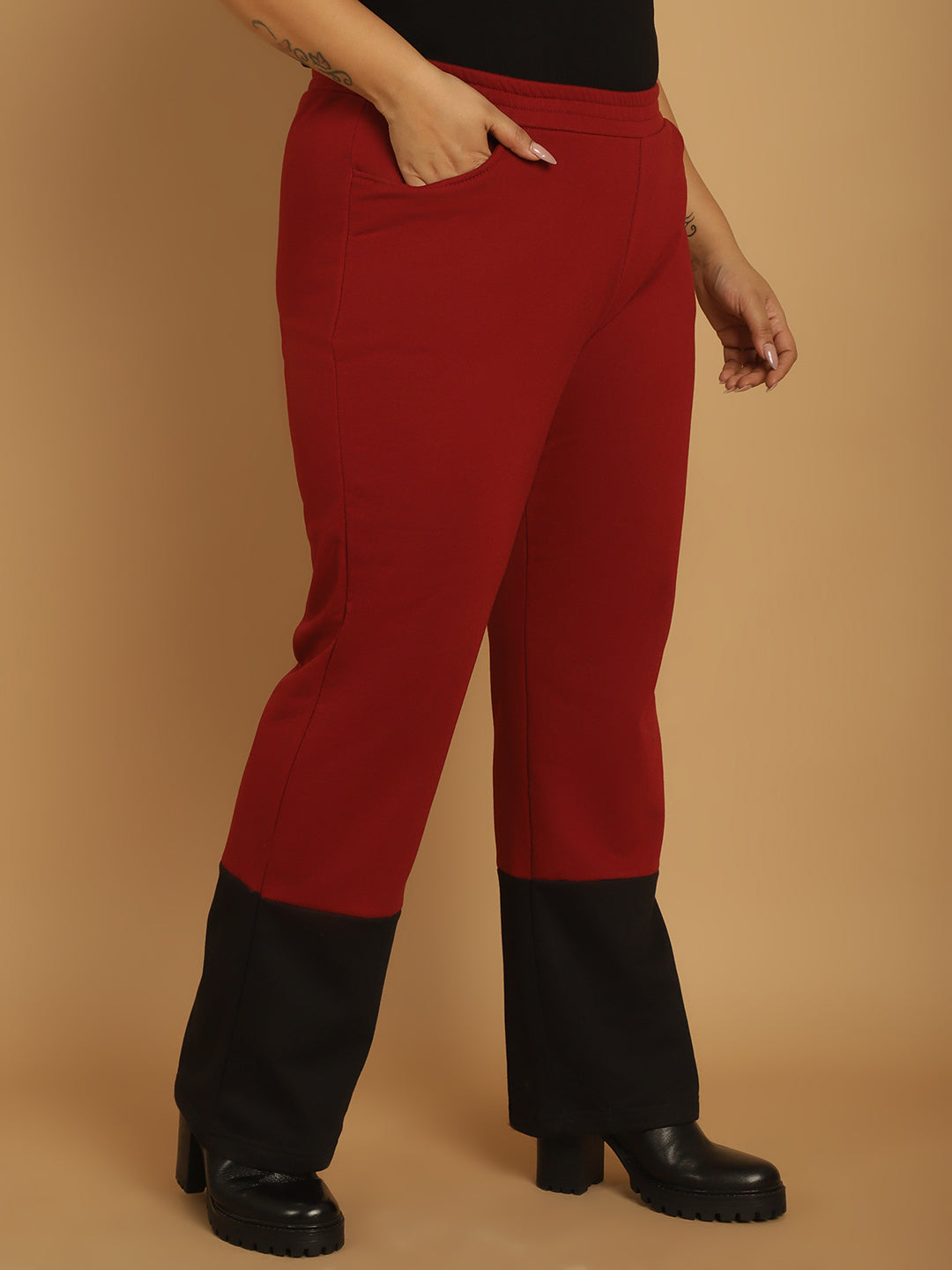 Plus Size Women High-Rise Parallel Trousers