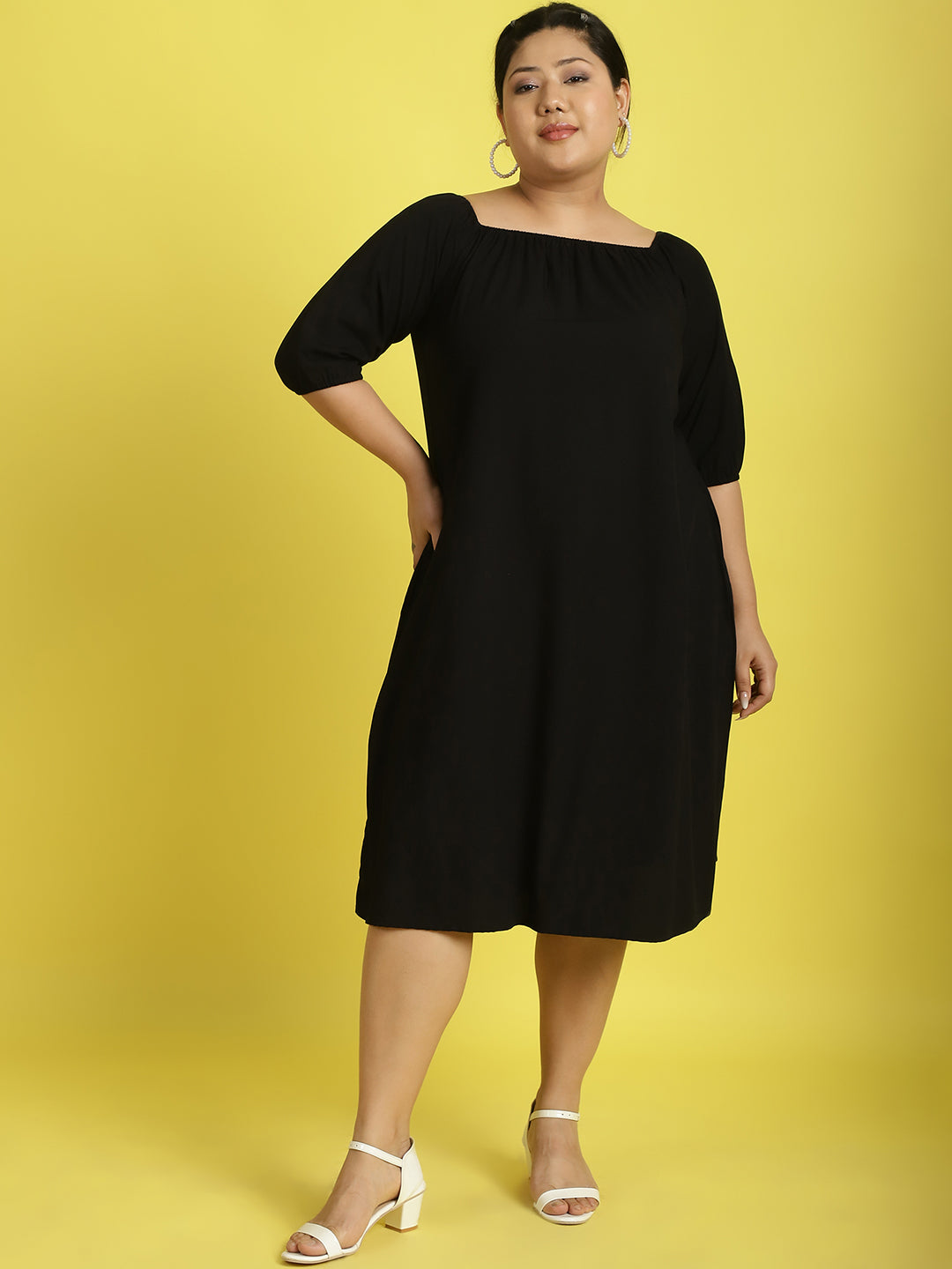 Plus Size Gather A-Line Dress