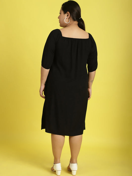 Plus Size Gather A-Line Dress
