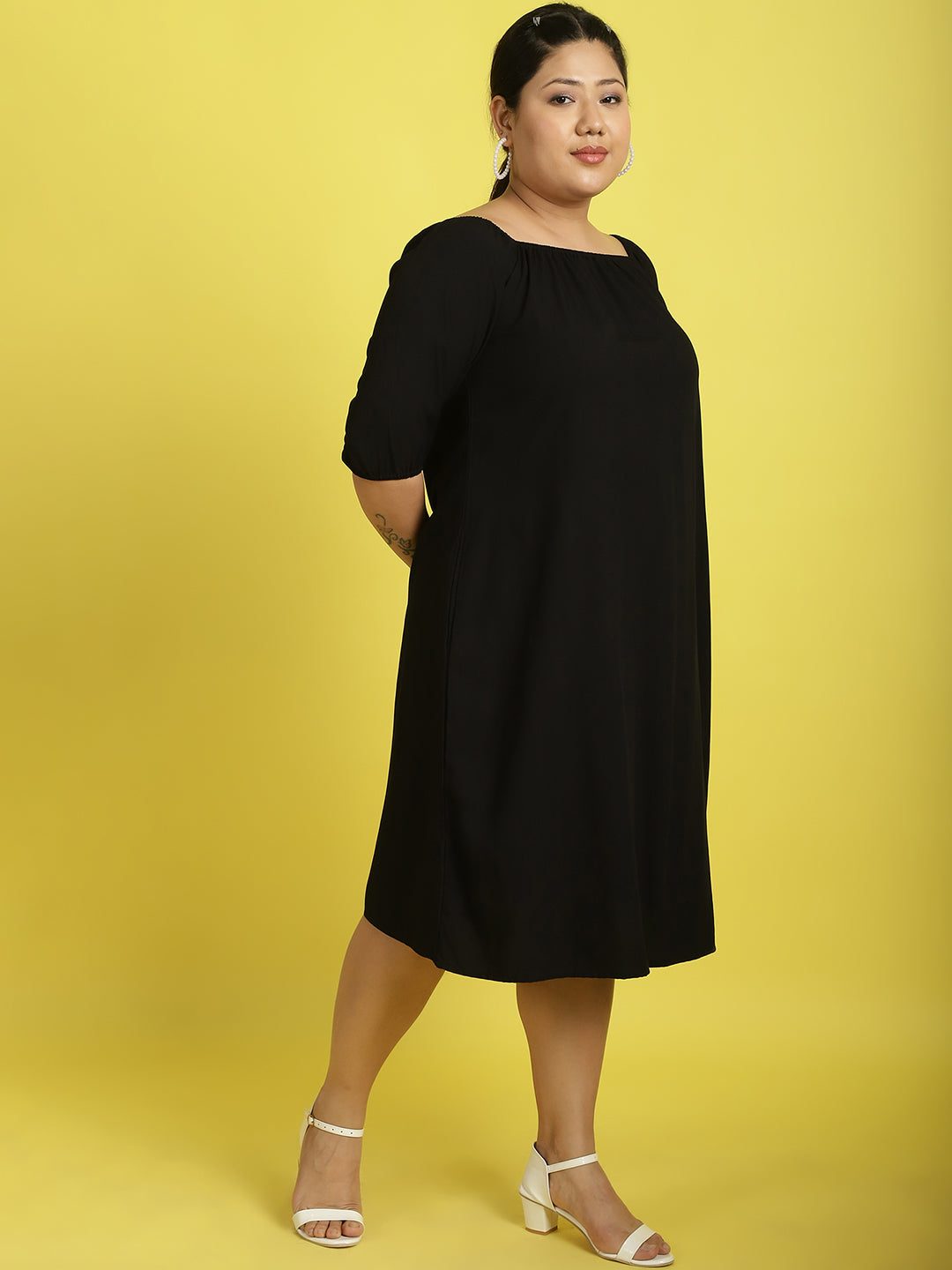 Plus Size Gather A-Line Dress