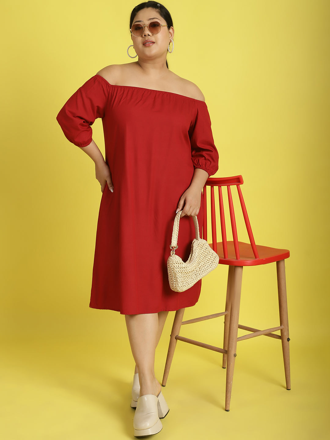 Plus Size Gather A-Line Dress