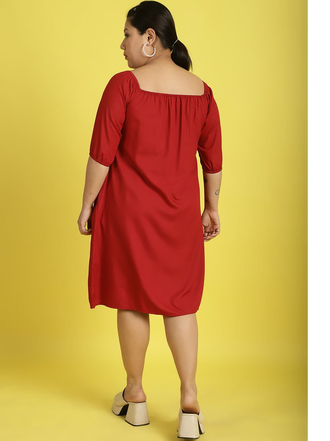 Plus Size Gather A-Line Dress