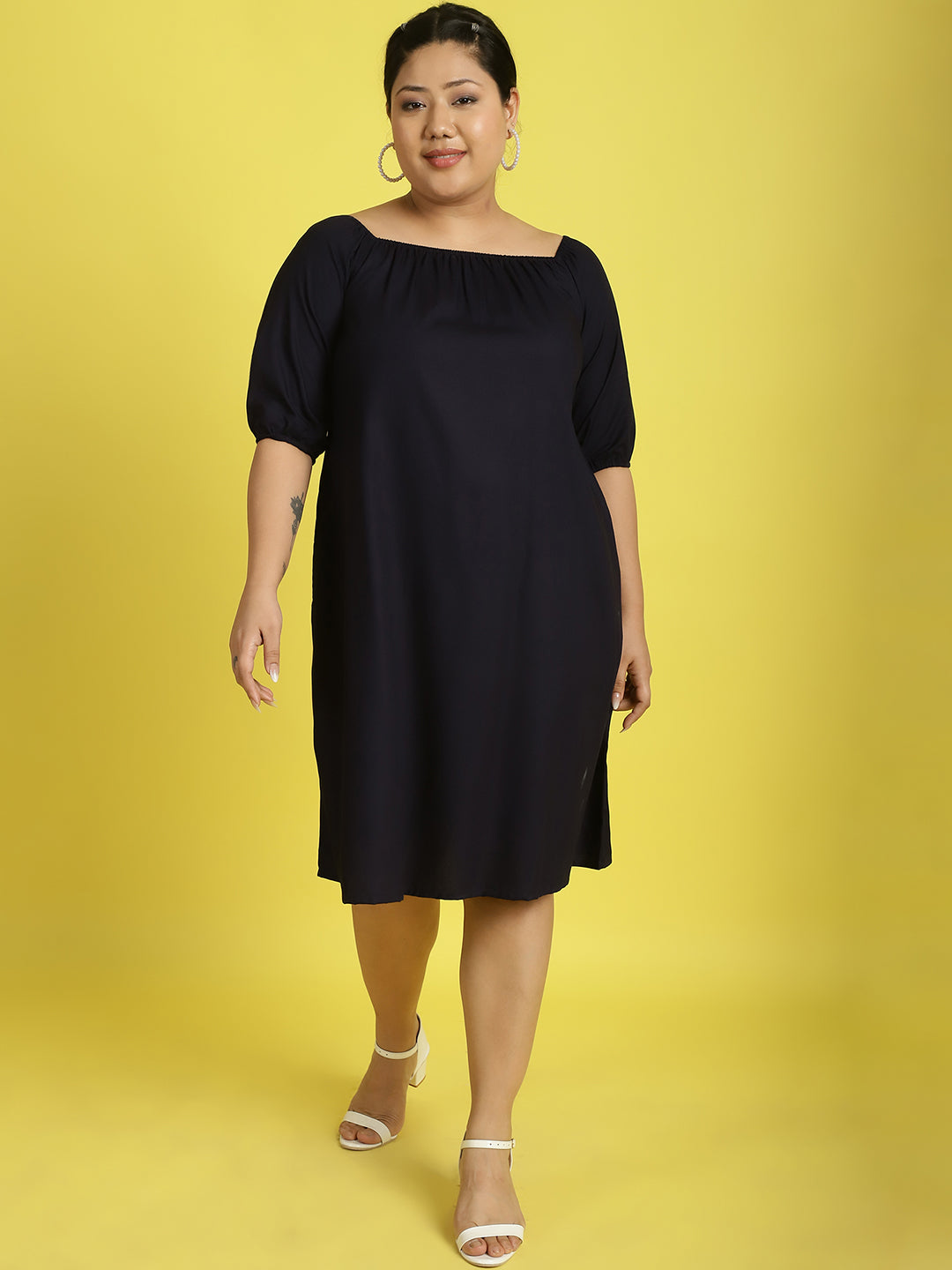 Plus Size Gather A-Line Dress