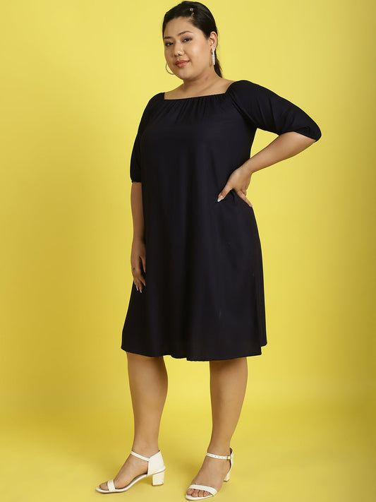 Plus Size Gather A-Line Dress