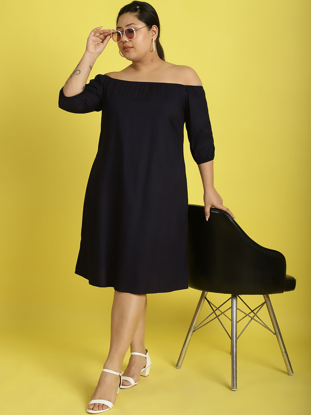 Plus Size Gather A-Line Dress