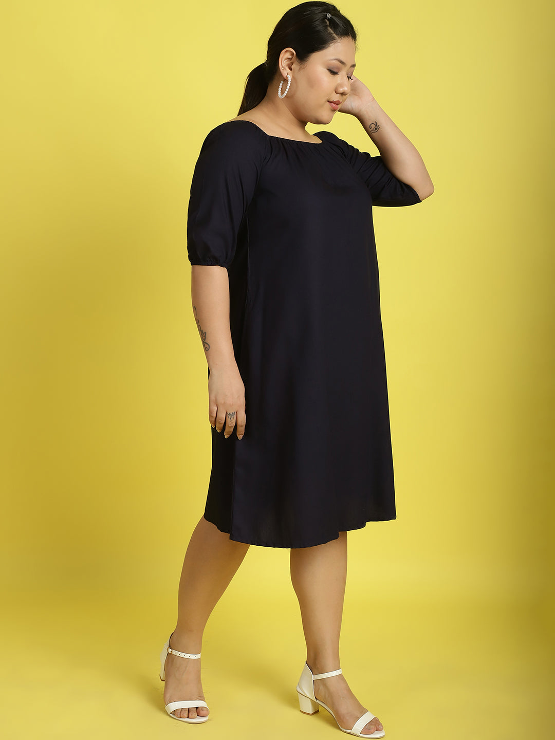 Plus Size Gather A-Line Dress