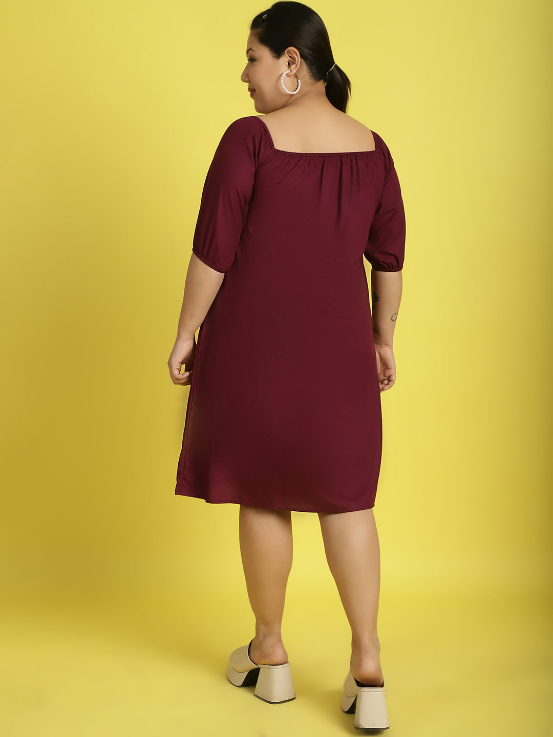 Plus Size Gather A-Line Dress
