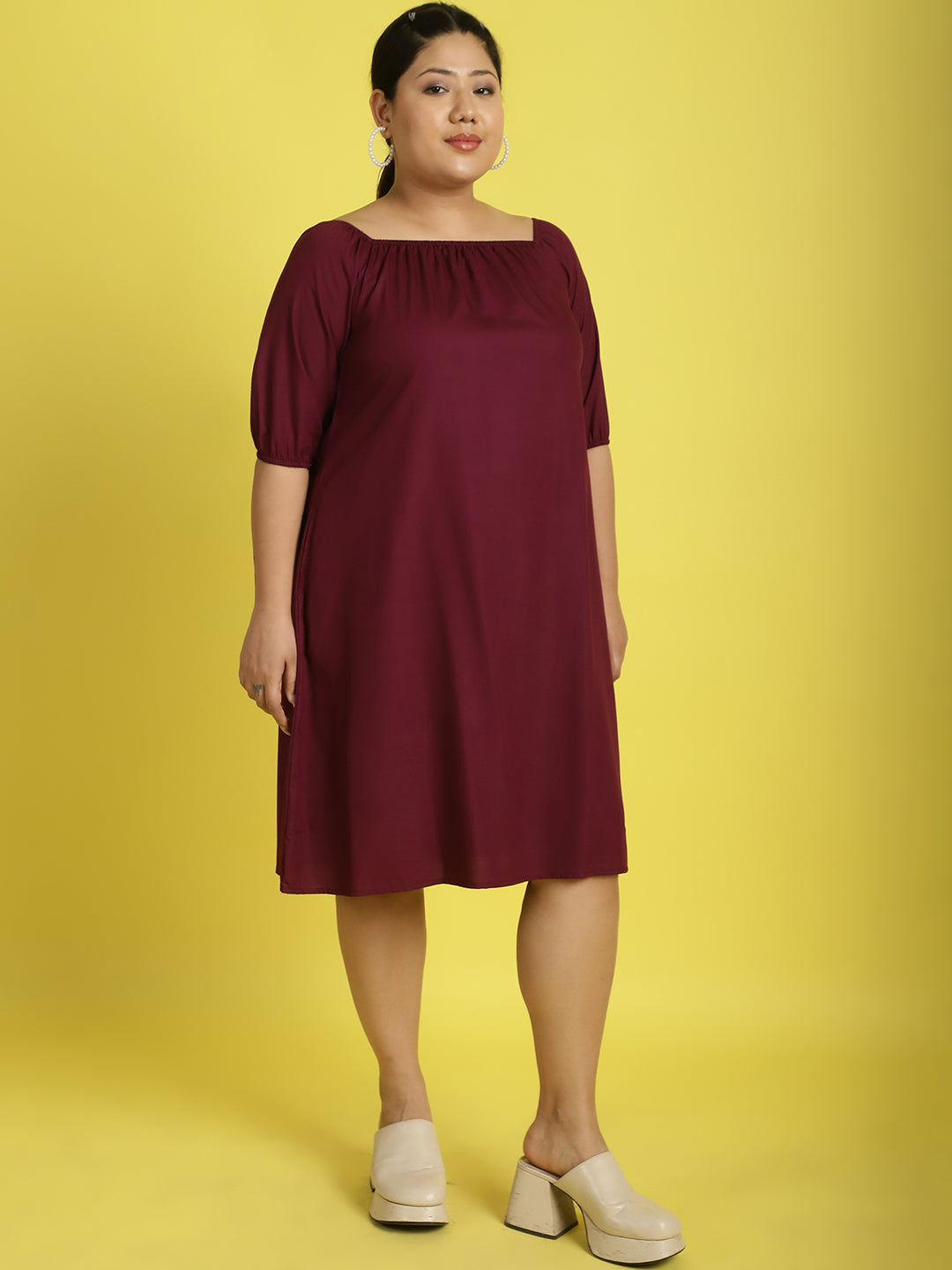 Plus Size Gather A-Line Dress