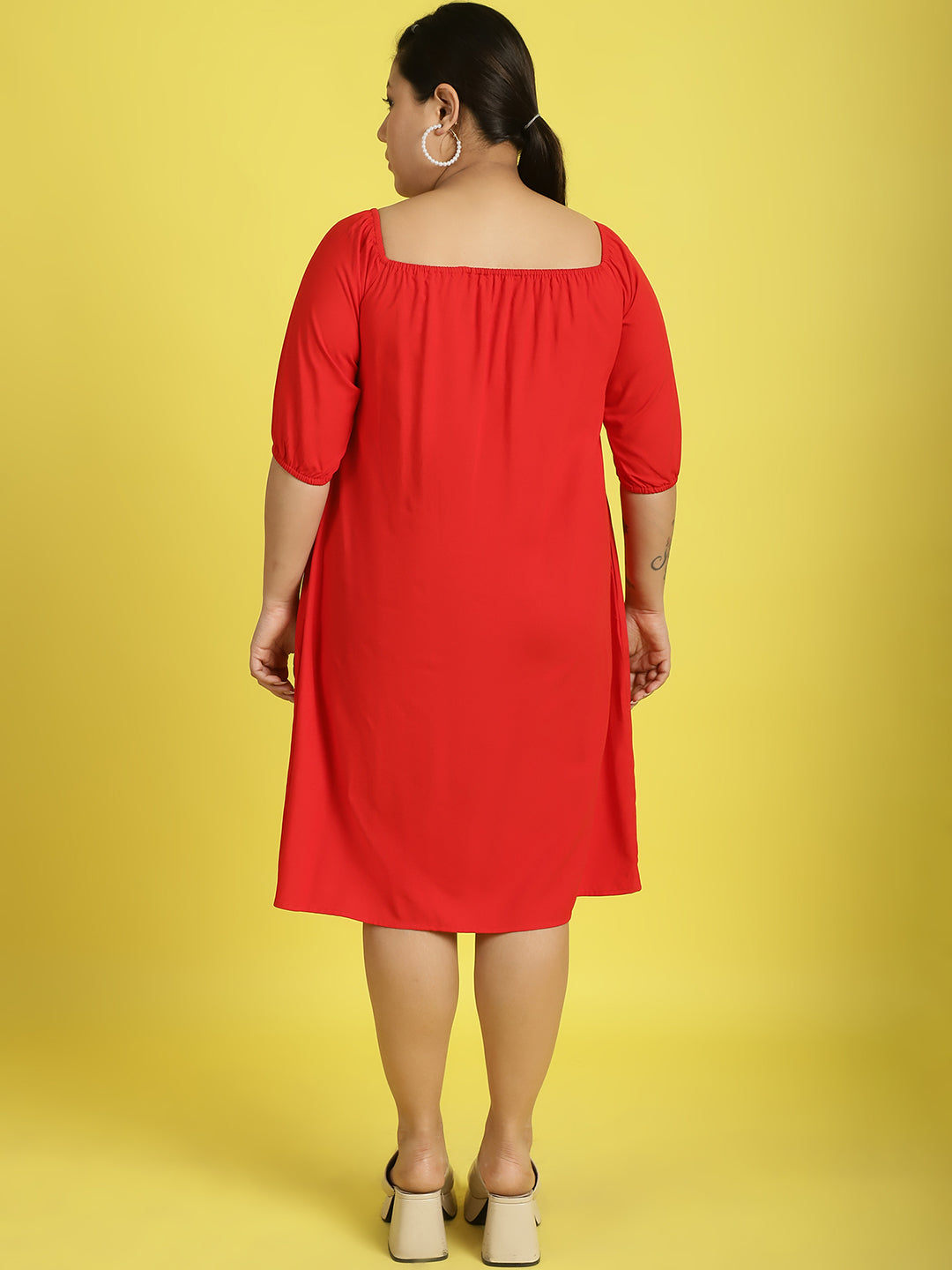 Plus Size Gather A-Line Dress