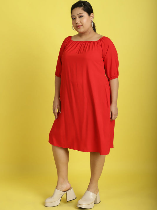 Plus Size Gather A-Line Dress