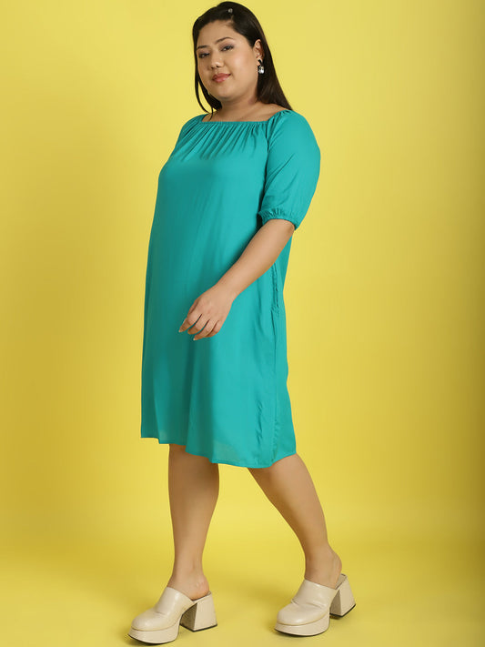 Plus Size Gather A-Line Dress