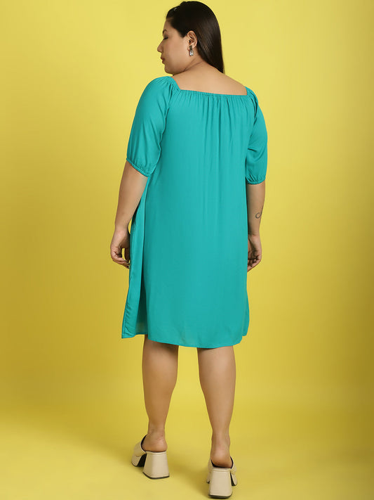 Plus Size Gather A-Line Dress
