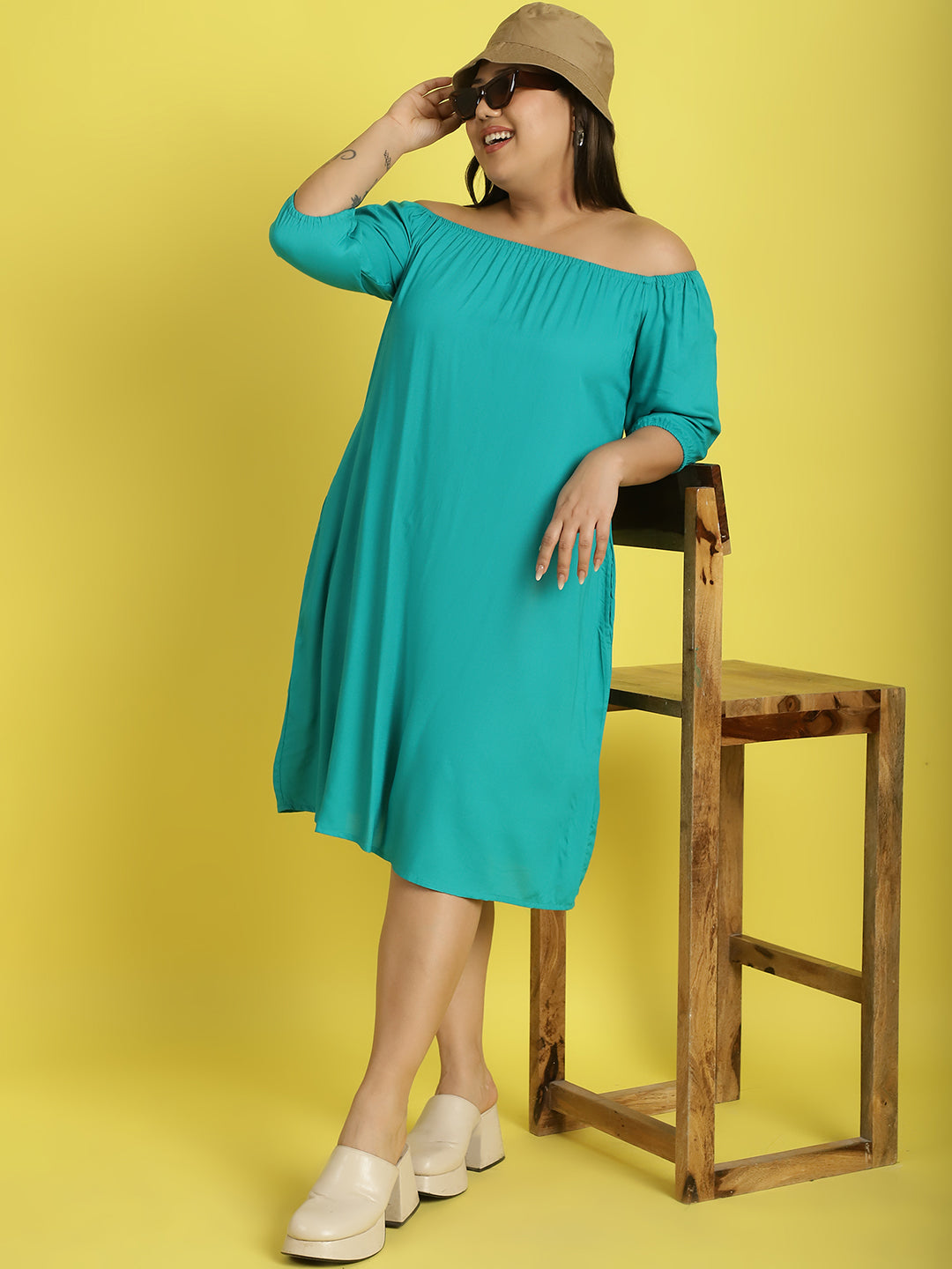 Plus Size Gather A-Line Dress