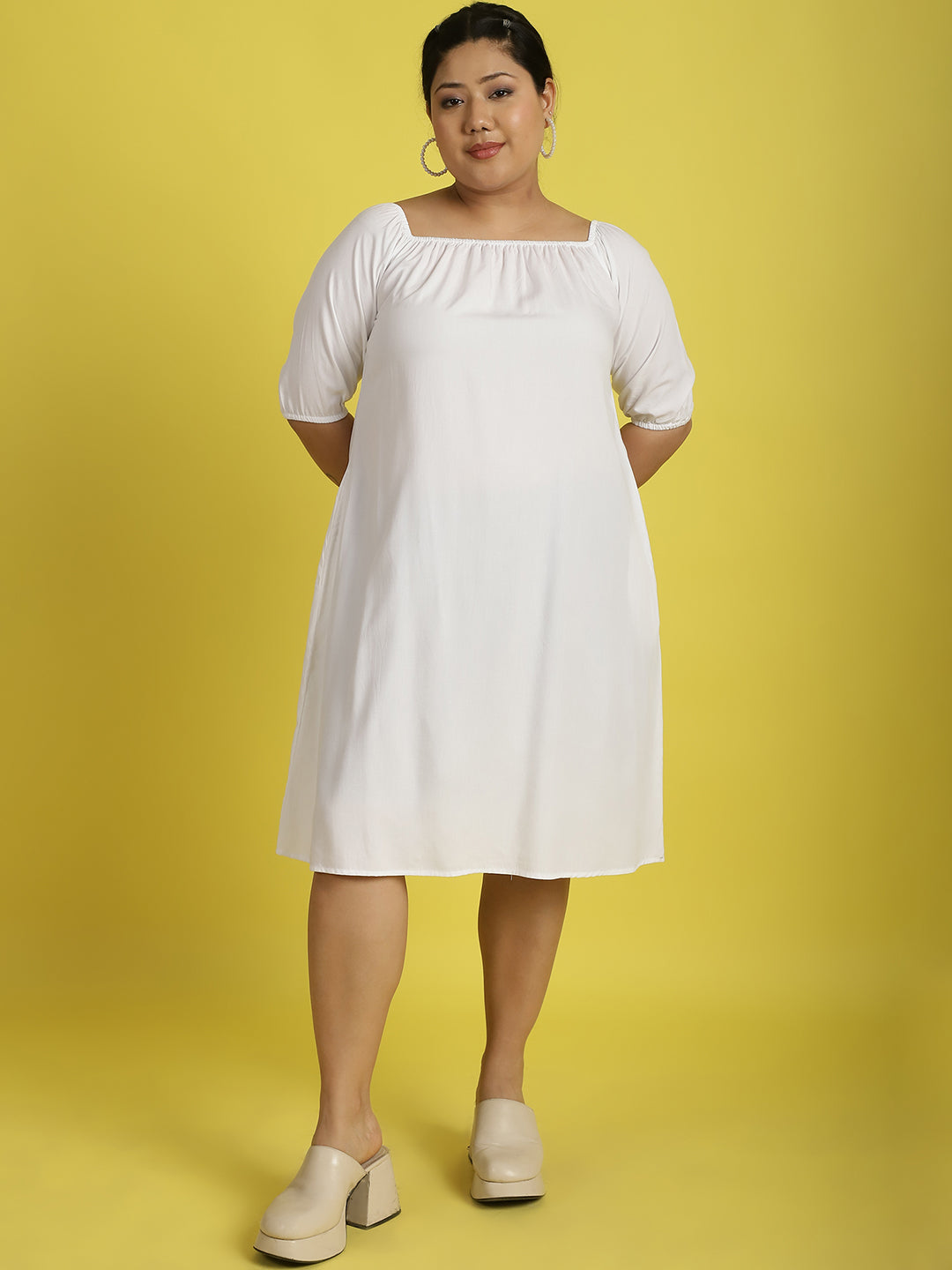 Plus Size Gather A-Line Dress