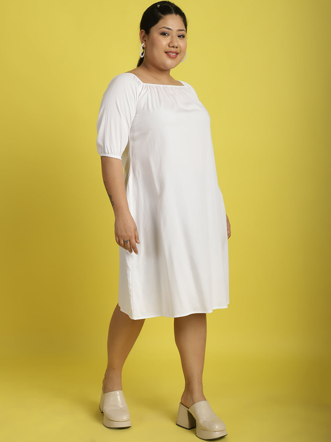 Plus Size Gather A-Line Dress