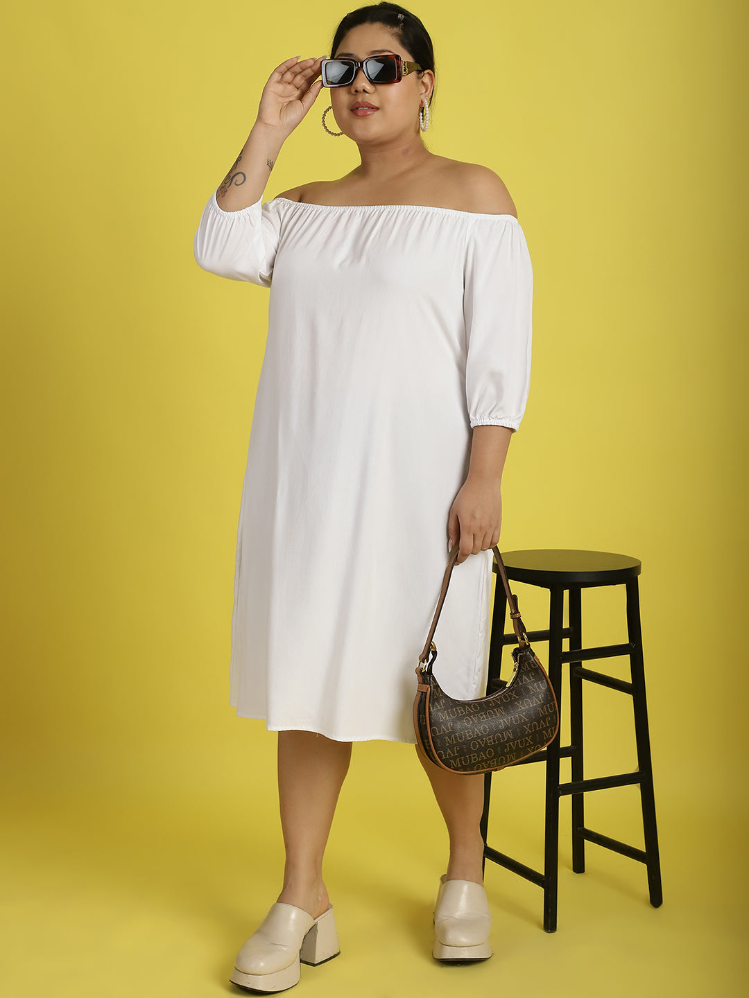 Plus Size Gather A-Line Dress