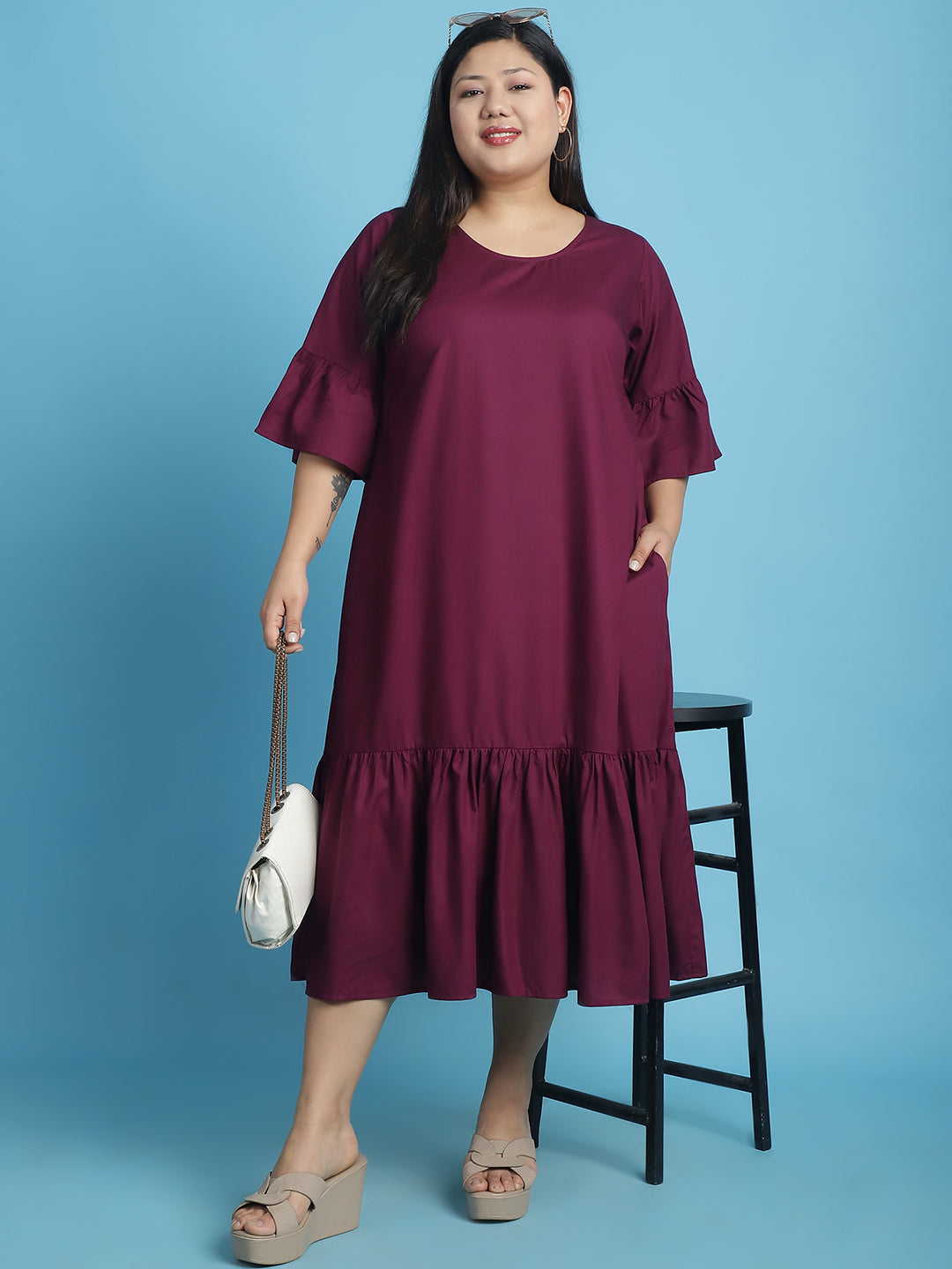 Plus Size A-Line Midi Dress