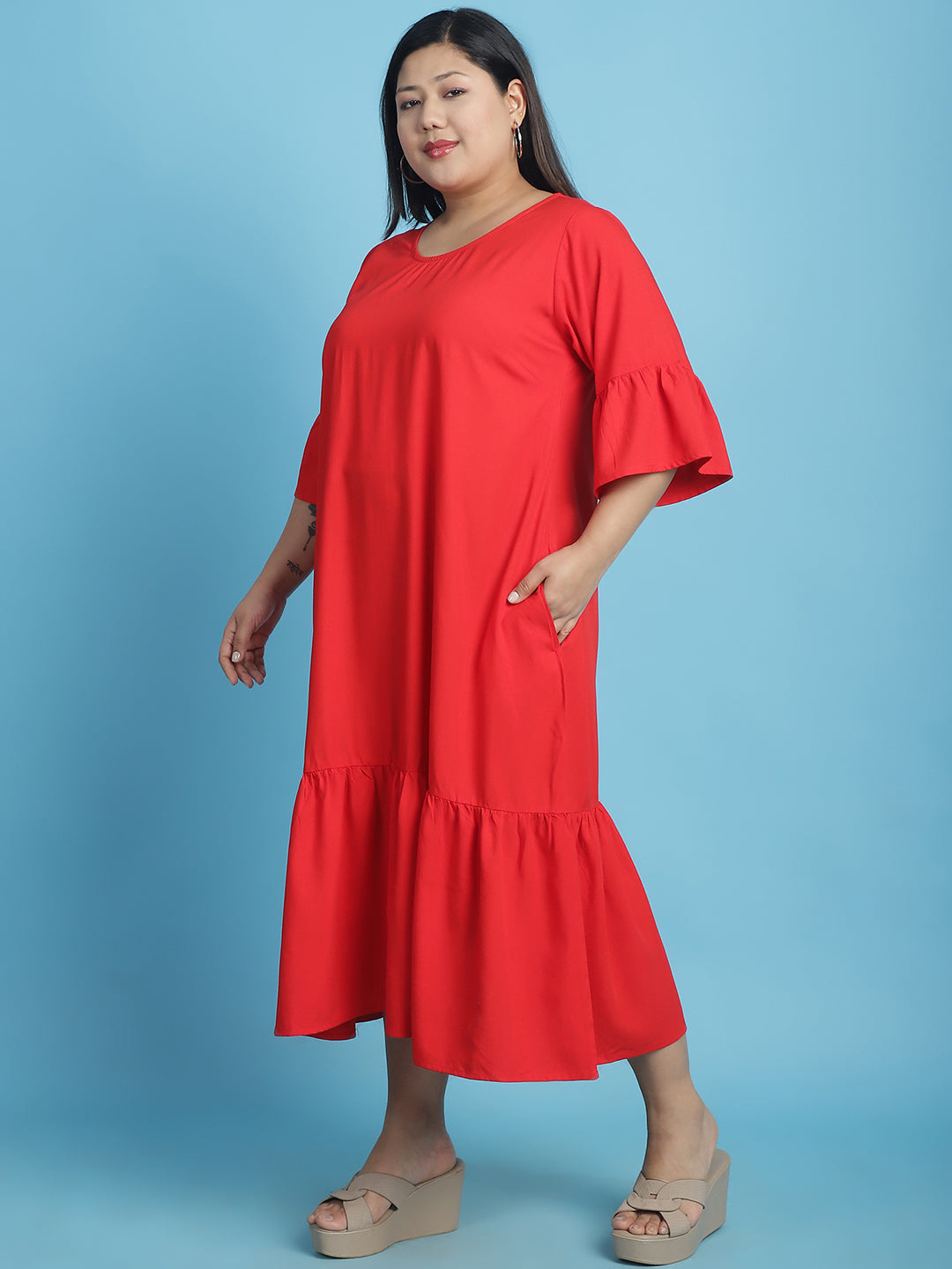 Plus Size A-Line Midi Dress