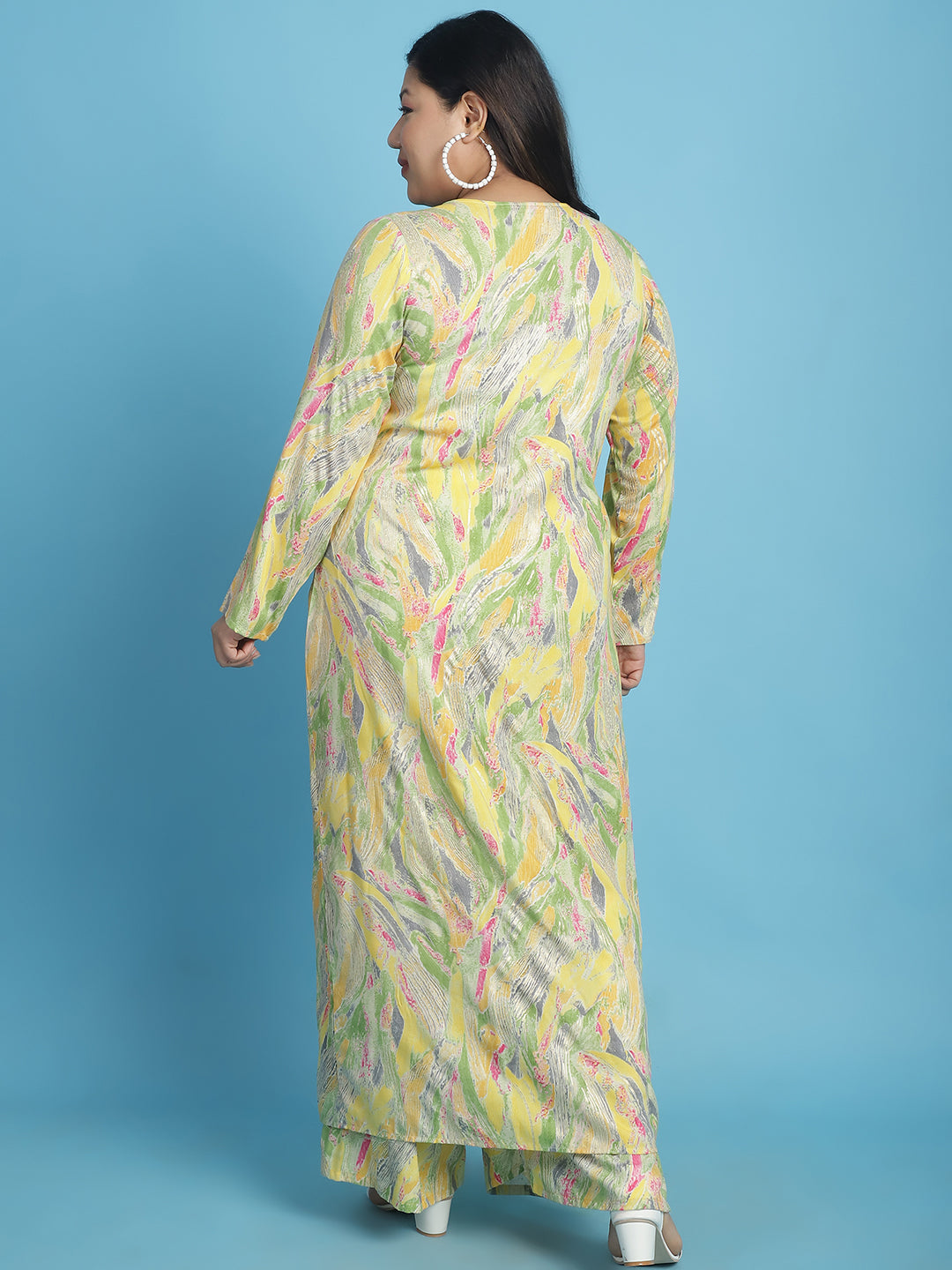 theRebelinme Plus Size Abstract Printed Longline Tie-Up Shrug