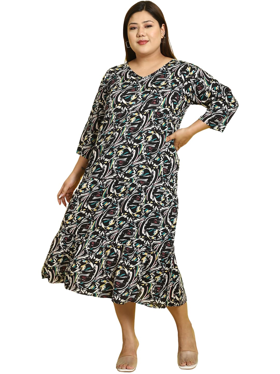 Plus Size A-Line Midi Dress