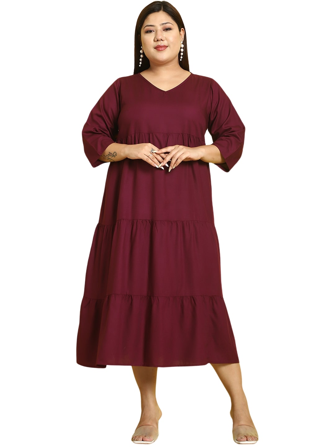 Plus Size A-Line Midi Dress