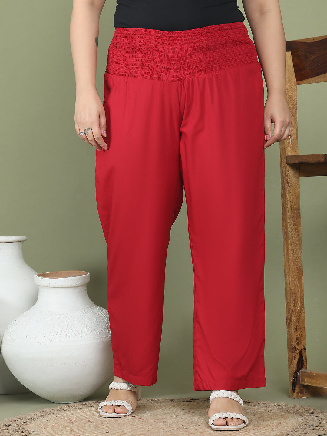 Relaxed Stretch Plus Size Women’s Bottom Wear Trouser