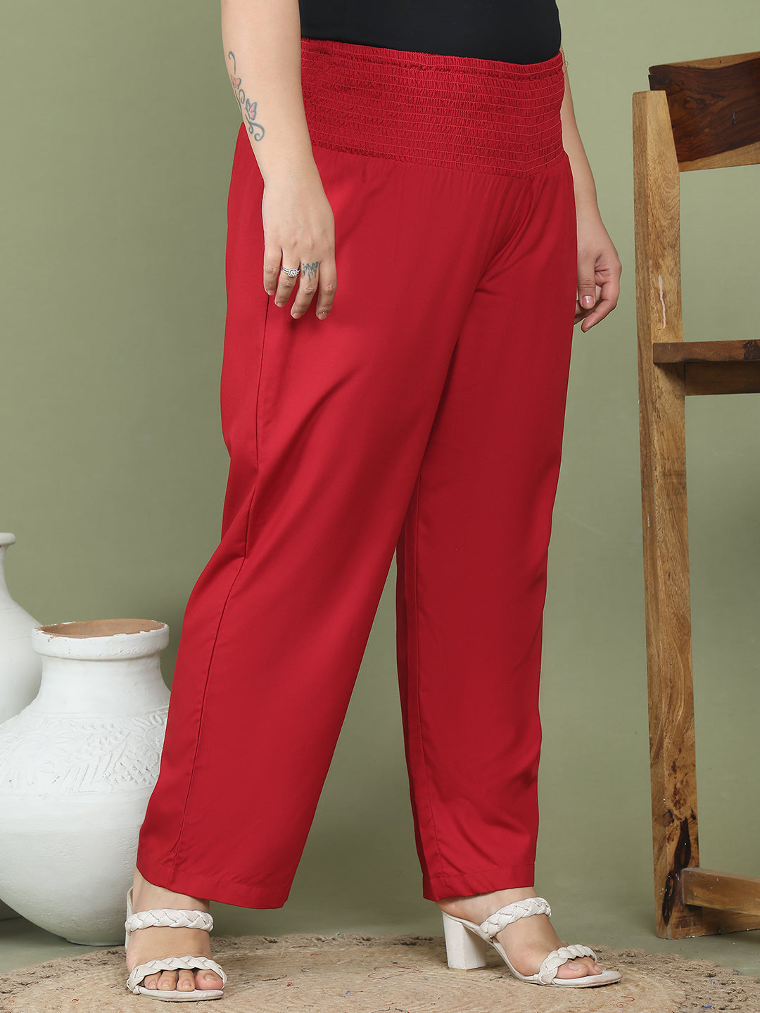 Relaxed Stretch Plus Size Women’s Bottom Wear Trouser
