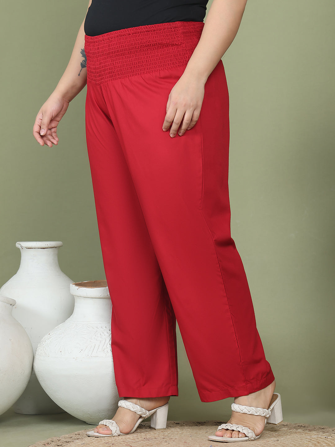 Relaxed Stretch Plus Size Women’s Bottom Wear Trouser