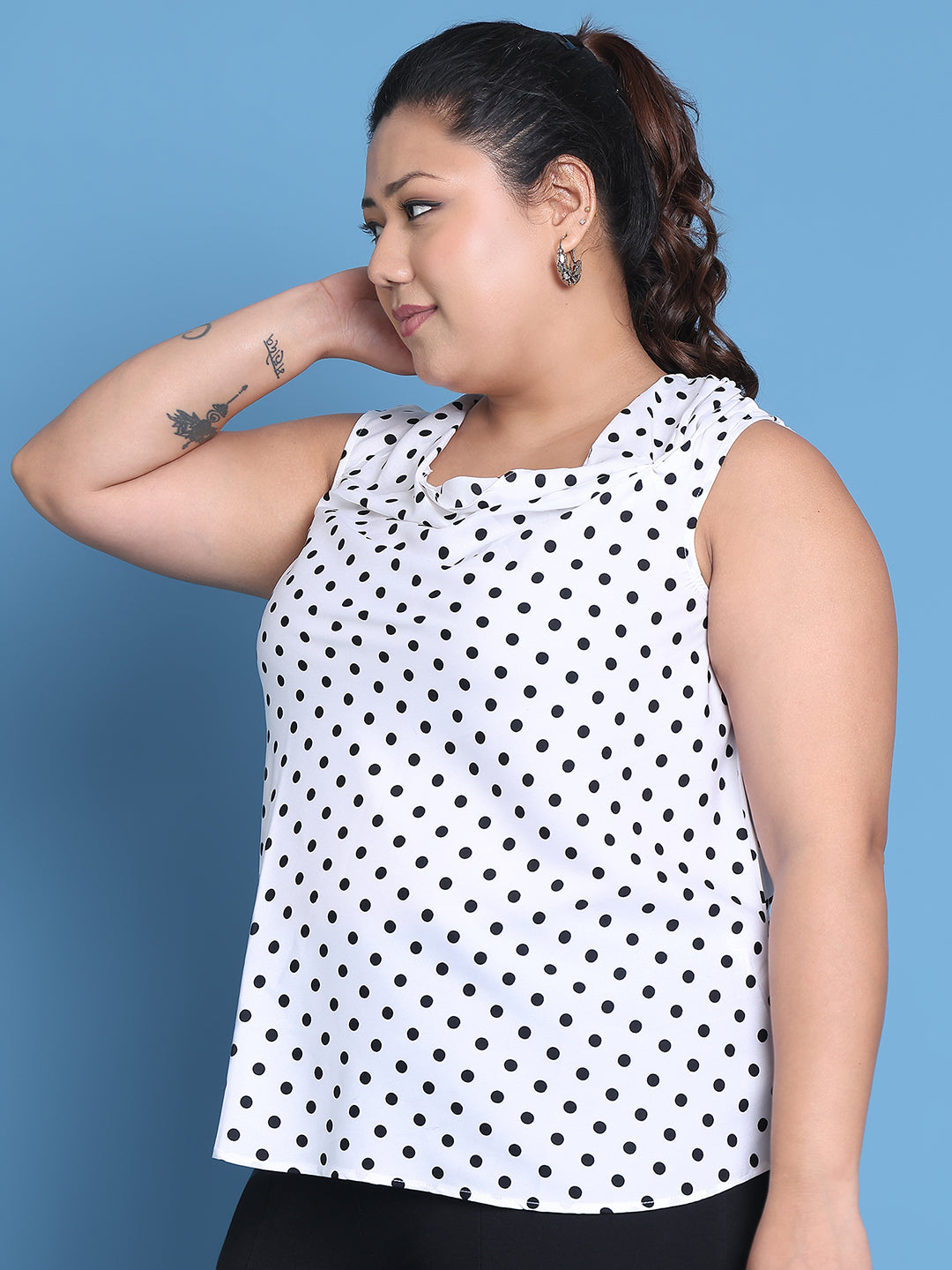 Plus Size Cowl Neck Crepe Top